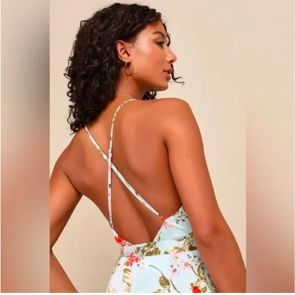 NWT Lulus Still the One Sage Green Floral Print Satin Maxi Dress - Picture 4 of 6